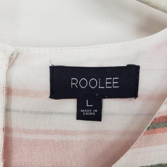 Roolee Brixton Striped Jumpsuit Pants L‎ Straight Leg Ankle Cotton Orange White - Picture 7 of 11